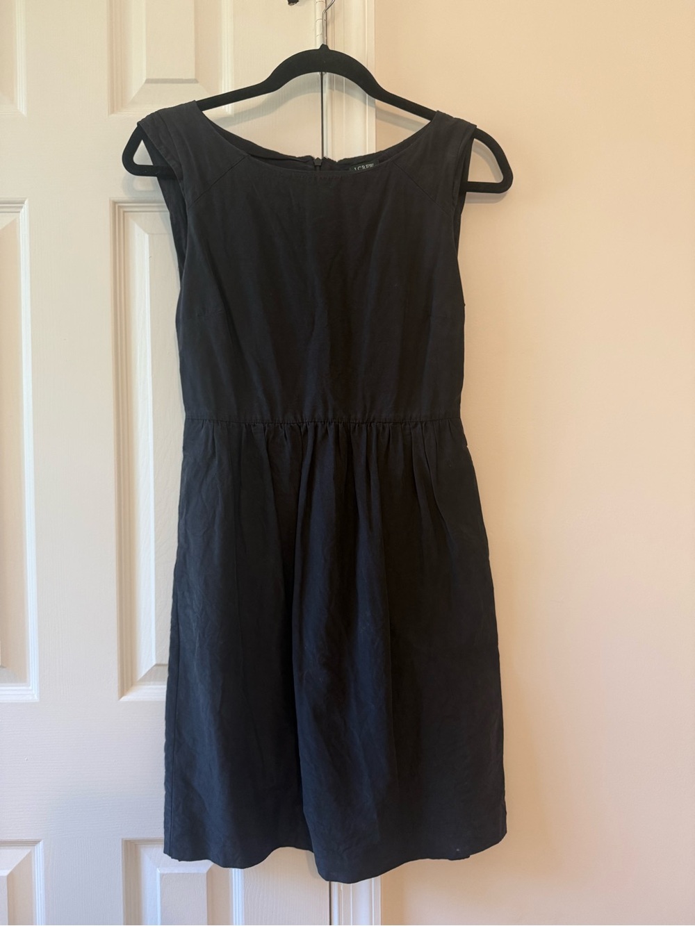 J. Crew Black Sleeveless Cotton Fit-and-Flare Dress